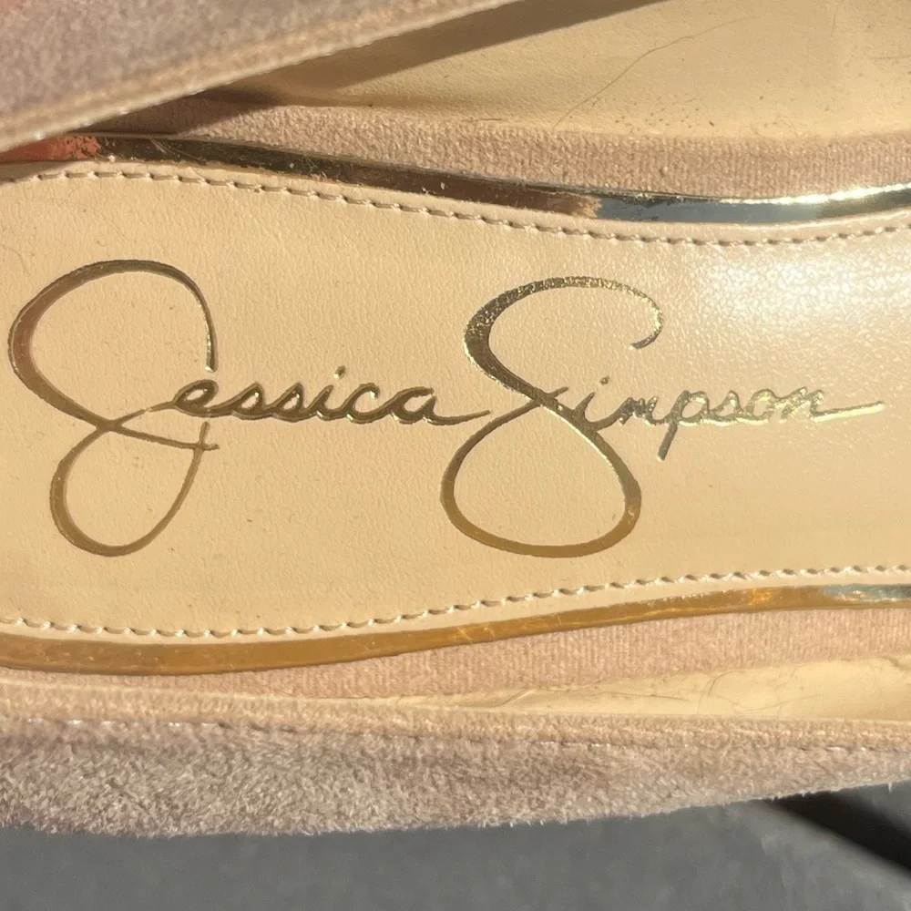 Jessica Simpson; Cream; Open-Toe; 5in Platform Wedges; Removable Ankle Tie; 9.5 - Picture 2 of 11